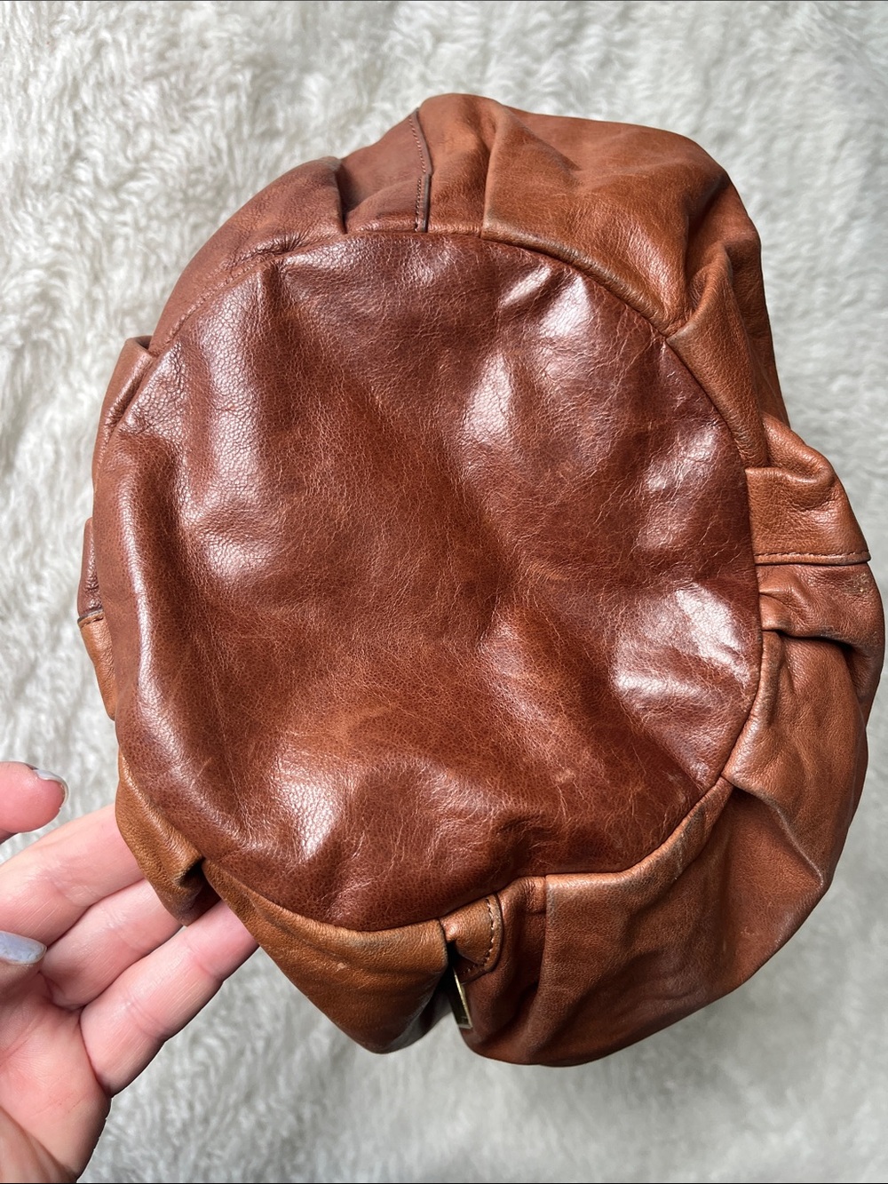Kooba Devin tie front chestnut leather hobo bucket bag EUC - Picture 6 of 17